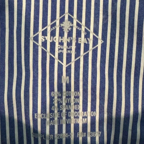 ⚫️ St. John’s Bay Striped Blue Top with Embroidered Floral Design & Flare Sleeve - Picture 7 of 7